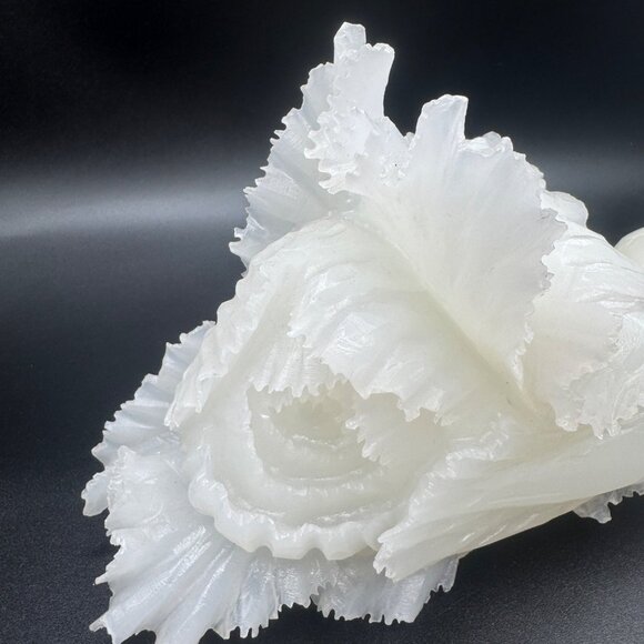 Carved White Jade Cabbage Chinese Wealth Fortune Bok Choy Sculpture Ornament Hom - Picture 3 of 14